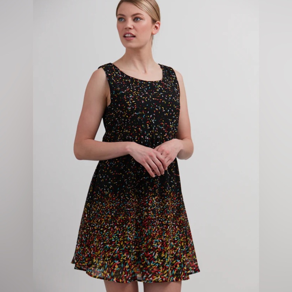 Confetti Print Fit and Flare Party Dress